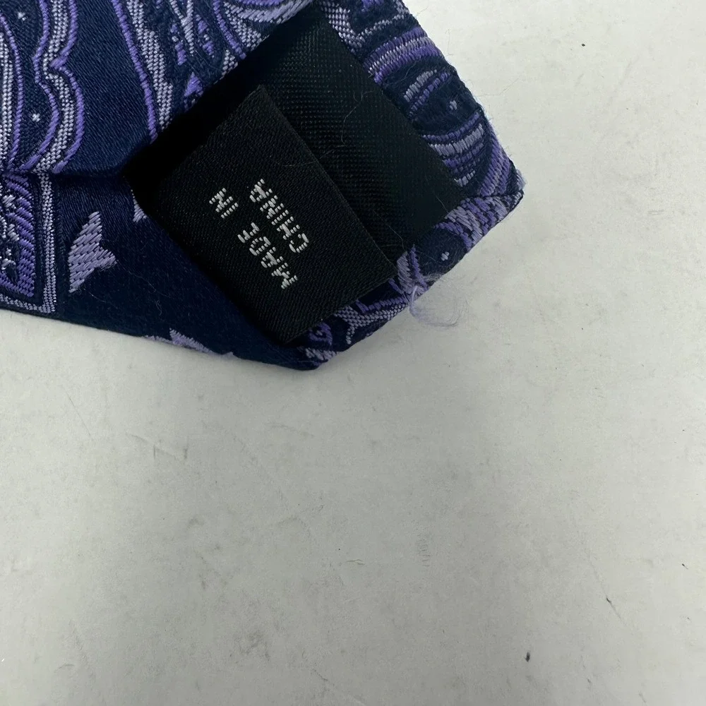 Michael Kors Necktie Men Purple Navy Paisley Silk Blend Woven Formal Tie